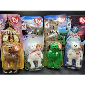 1997 McDonald’s International Bear TY Teenie  Beanie Baby Set Of 4 Sealed